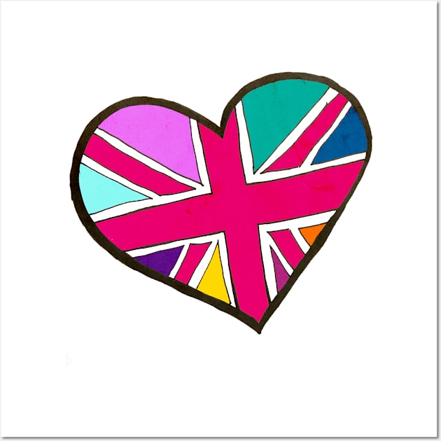 Vibrant Union Jack Heart Wall Art by lolosenese